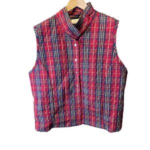 Baxter and Wells Red Plaid Quilted Buttoned Sleeveless Vest Sz 2X